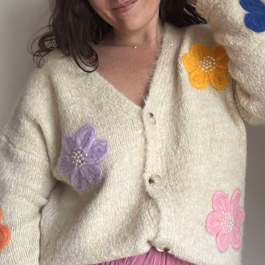Gilet doux à fleurs ALYCIA (34-44)