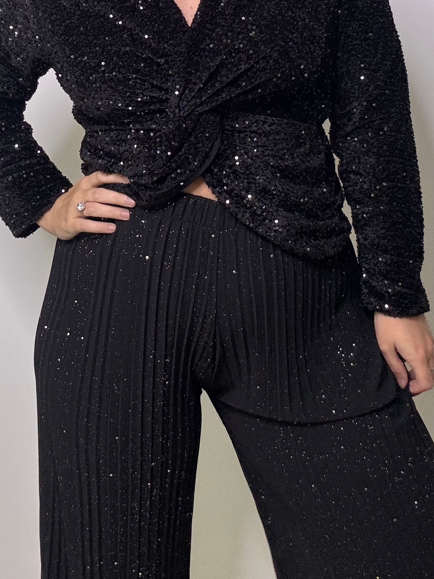 Pantalon plissé pailleté STAR (34-48) 🇮🇹