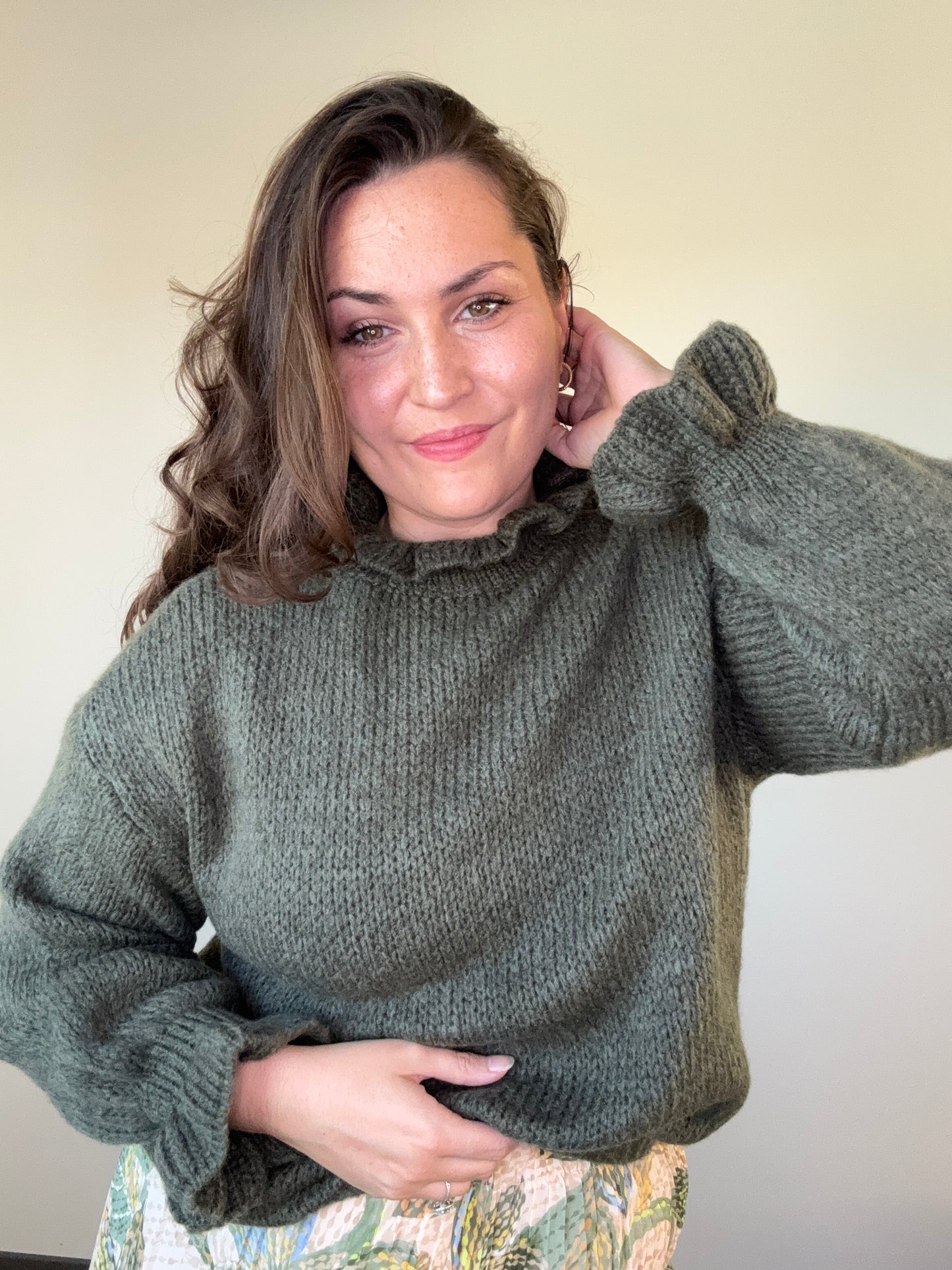 Pull vert en maille douce ANNA