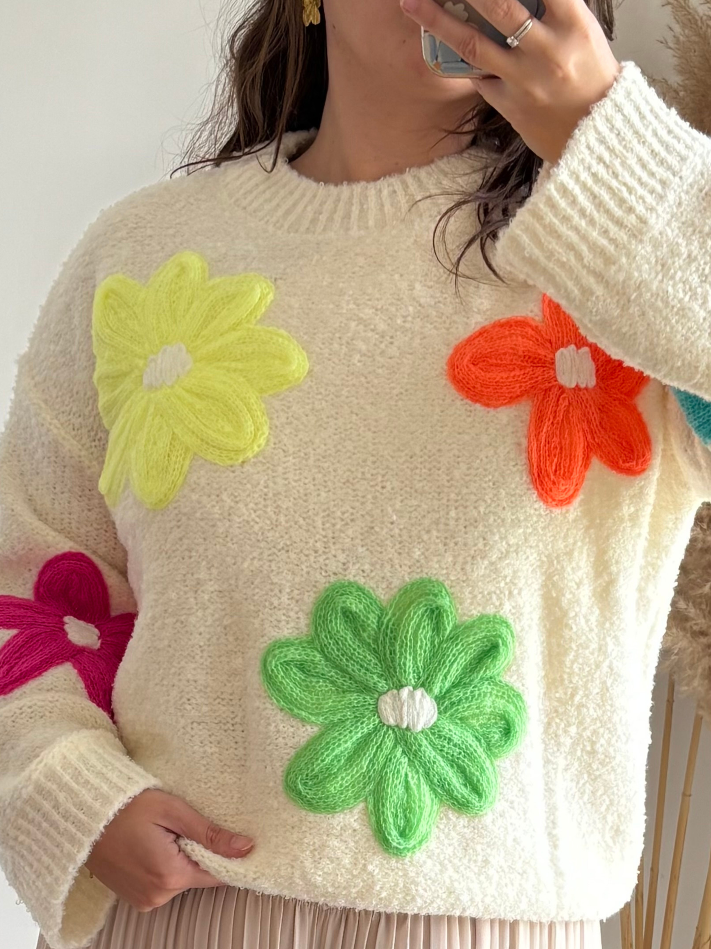 Pull oversize blanc FLEUR