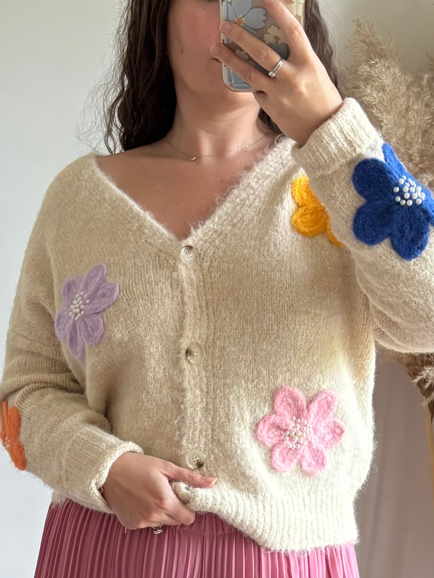 Gilet doux à fleurs ALYCIA (34-44)