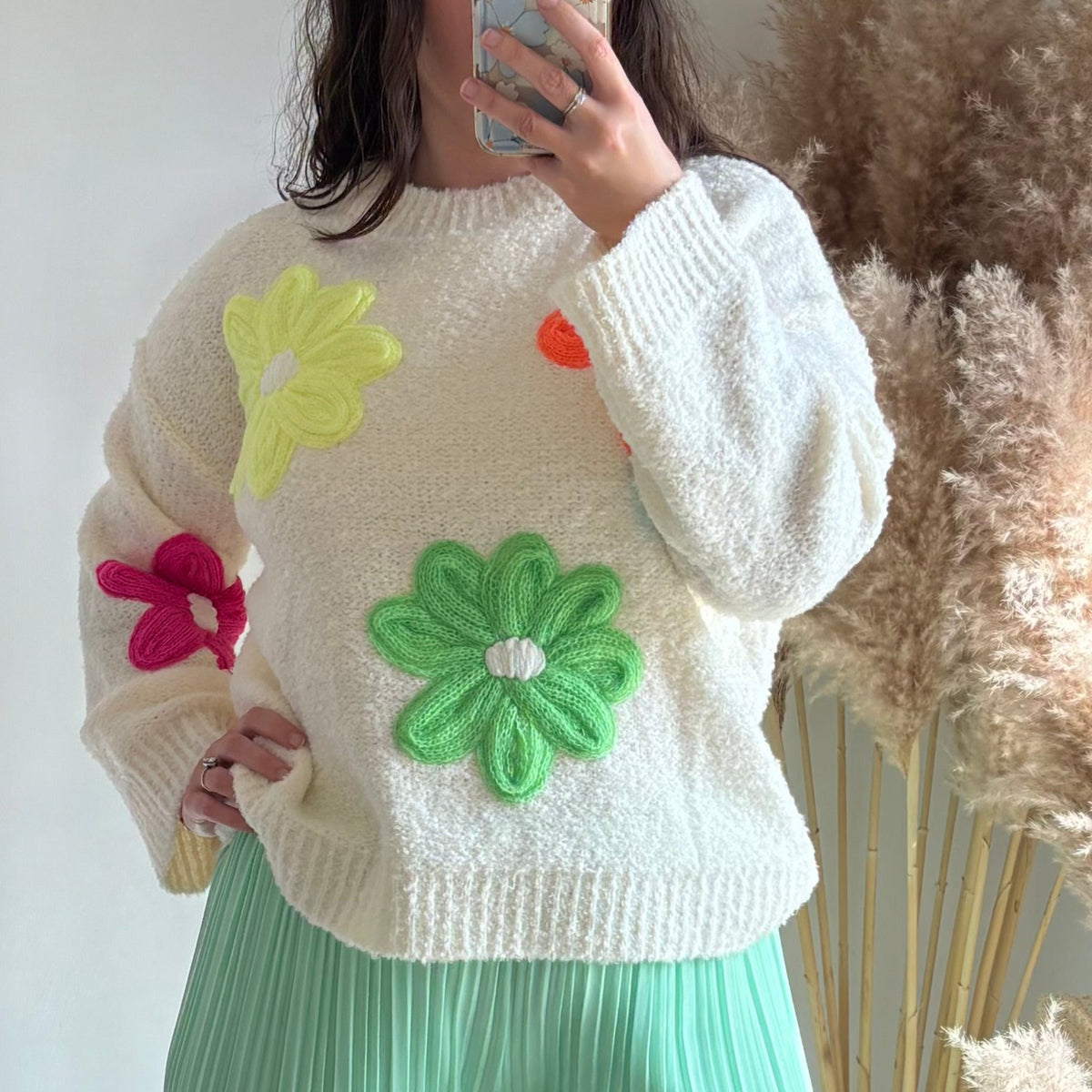 Pull oversize blanc FLEUR