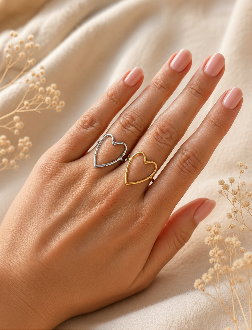 Bague cœur argenté AMORE