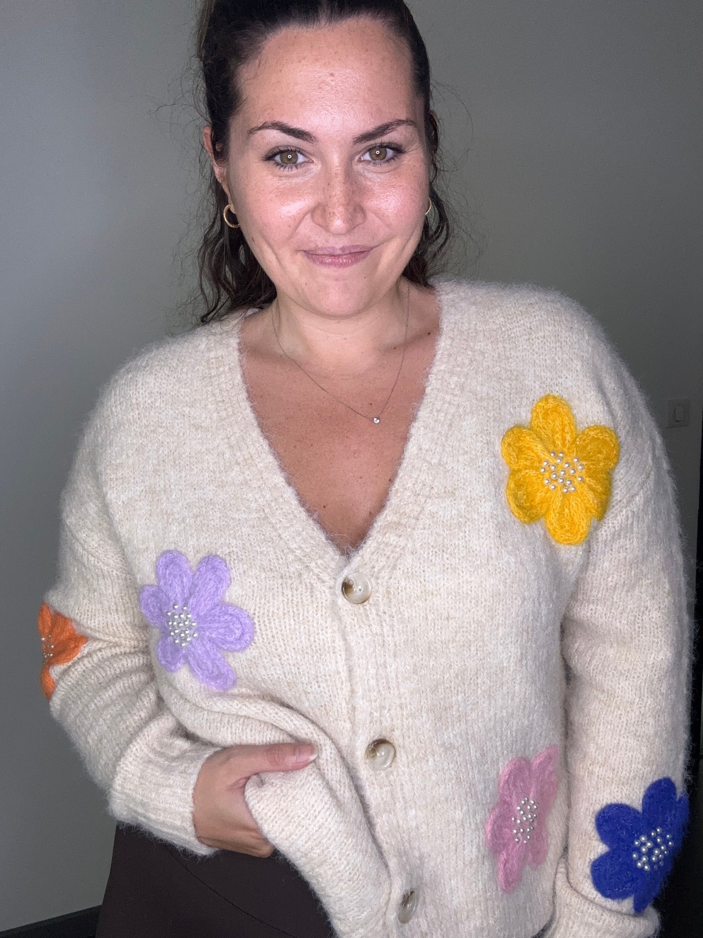 Gilet doux à fleurs ALYCIA (34-44)