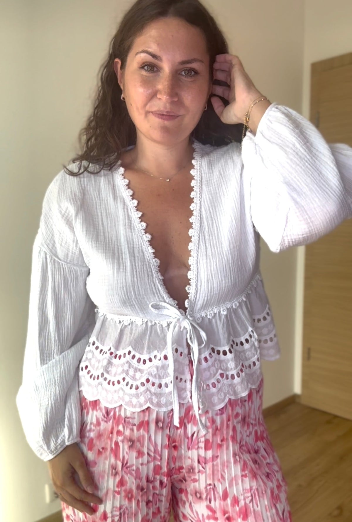 Blouse blanche gaze de coton AVA (34-42) 🇮🇹