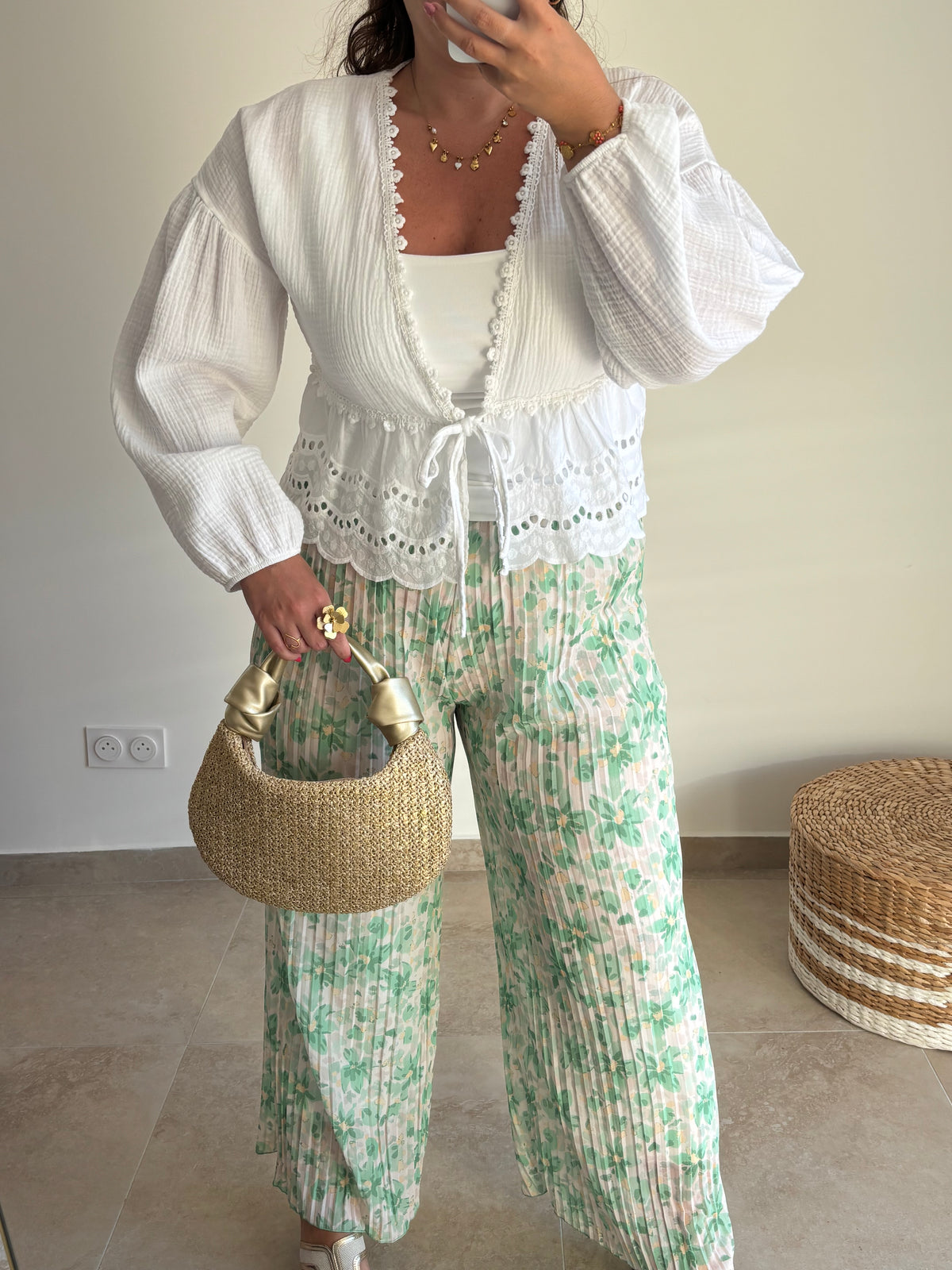 Blouse blanche gaze de coton AVA (34-42) 🇮🇹