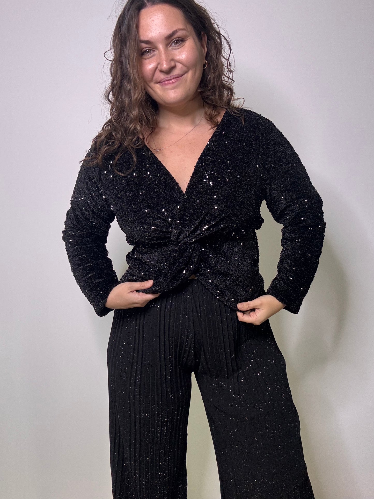 Pantalon plissé pailleté STAR (34-48) 🇮🇹