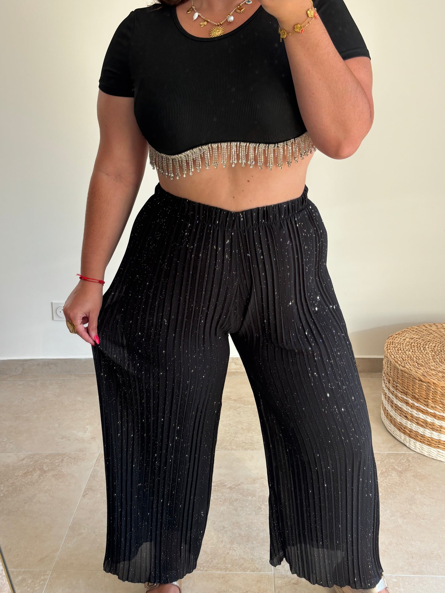 Pantalon plissé pailleté STAR (34-48) 🇮🇹