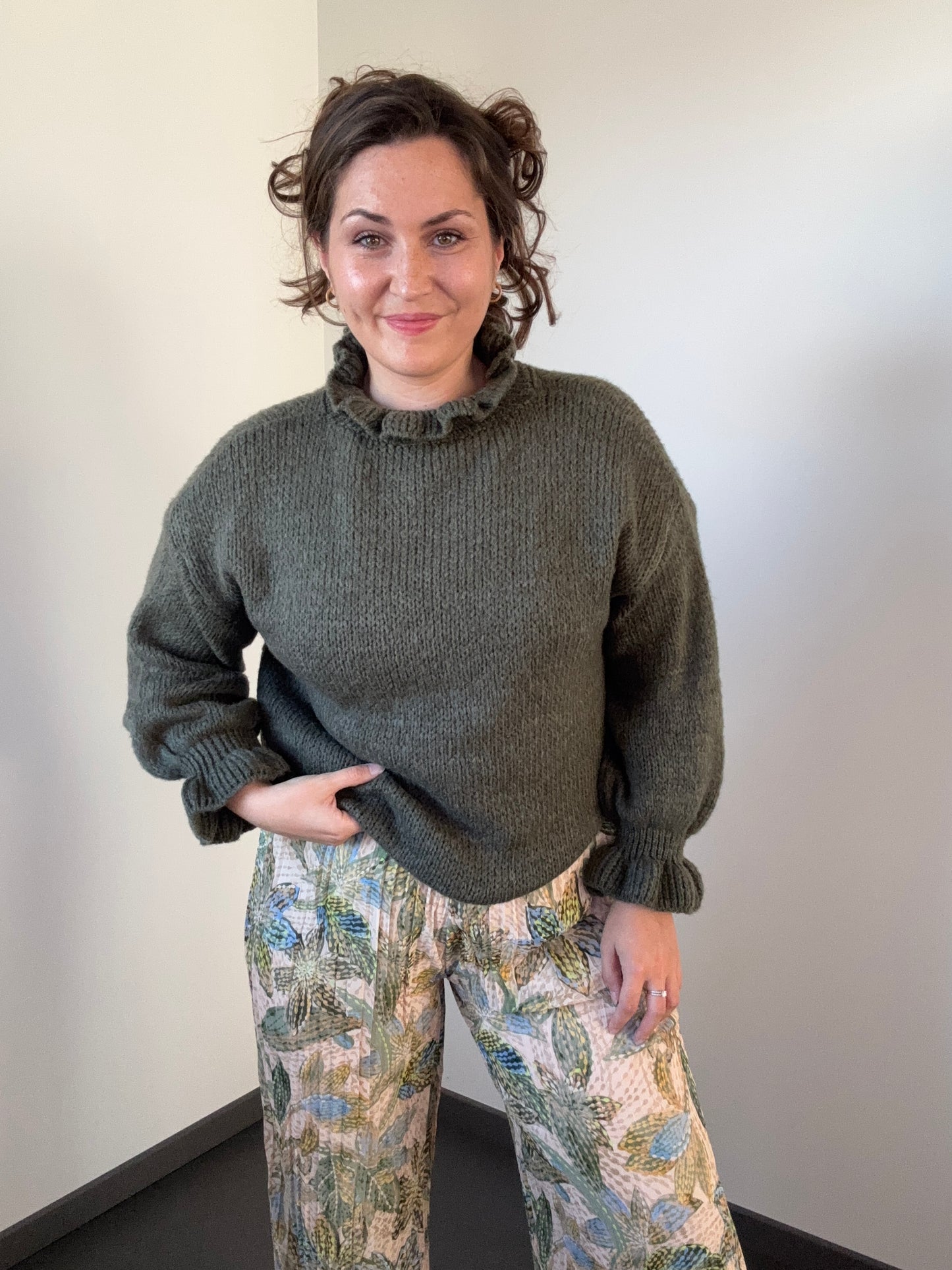 Pull vert en maille douce ANNA