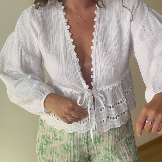 Blouse blanche gaze de coton AVA