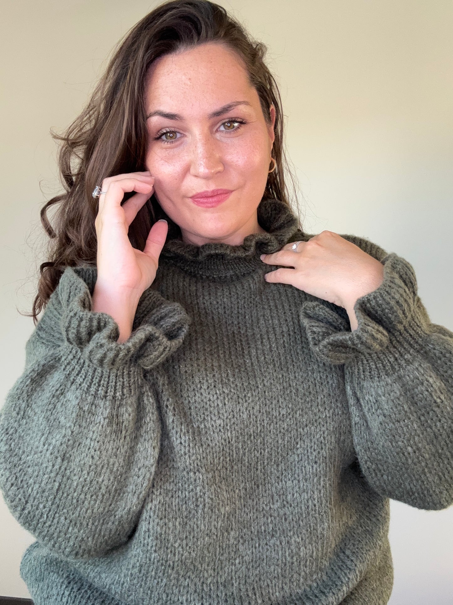 Pull vert en maille douce ANNA