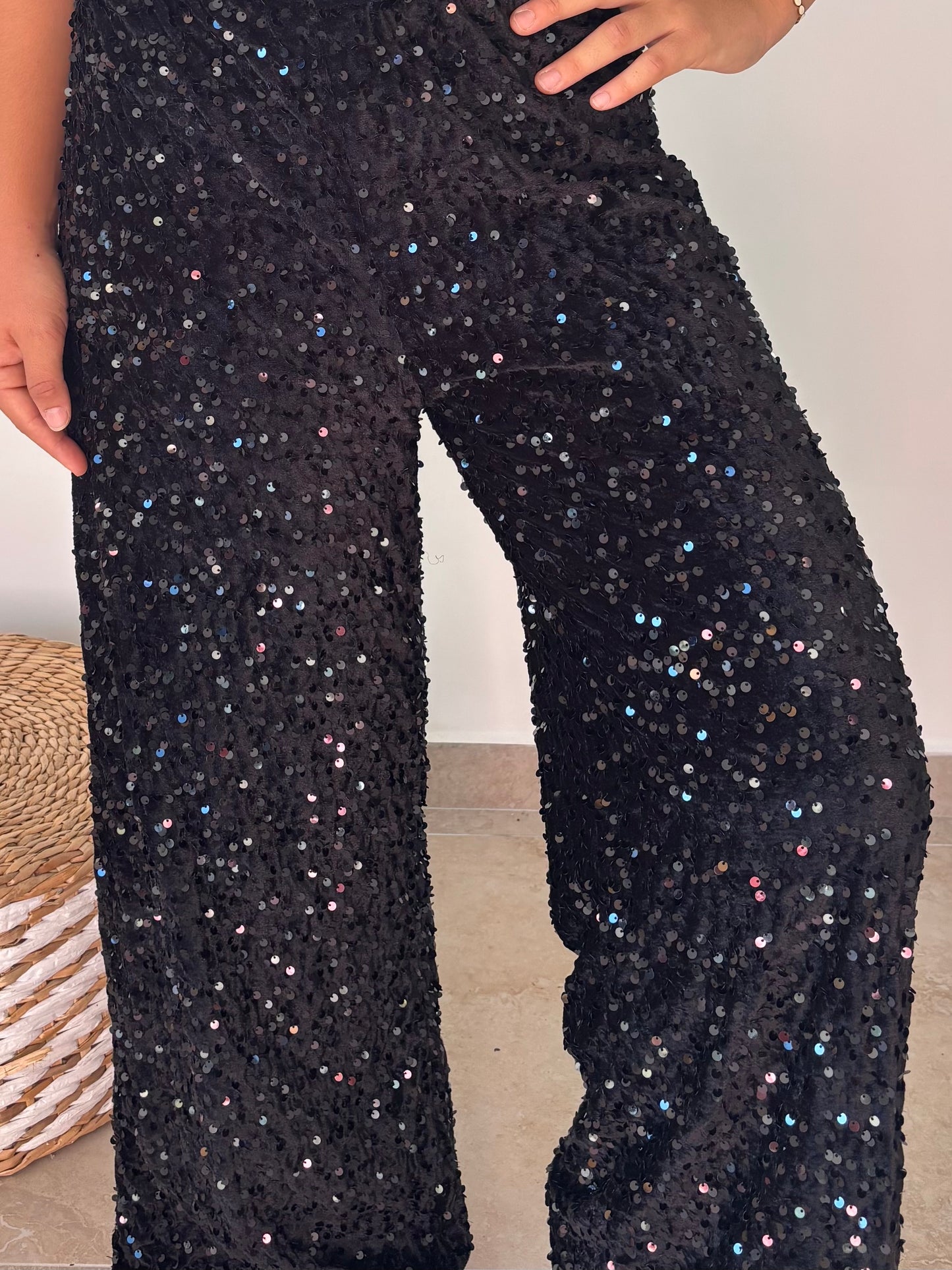 Pantalon noir à sequins STAR
