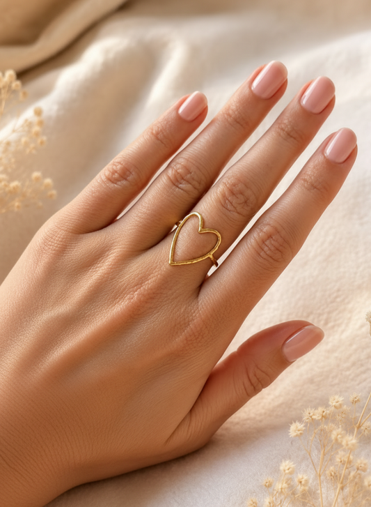Bague cœur doré AMORE