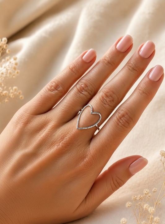 Bague cœur argenté AMORE
