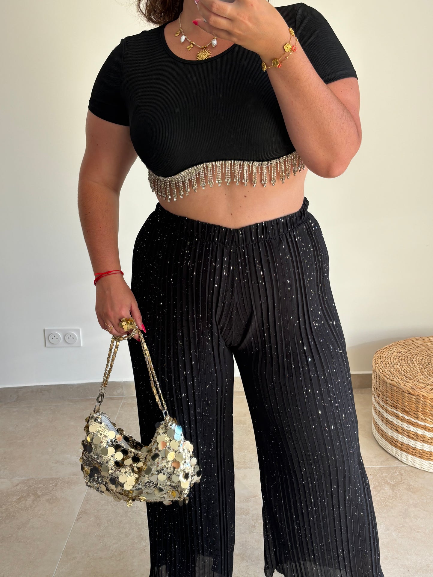 Pantalon plissé pailleté STAR (34-48) 🇮🇹