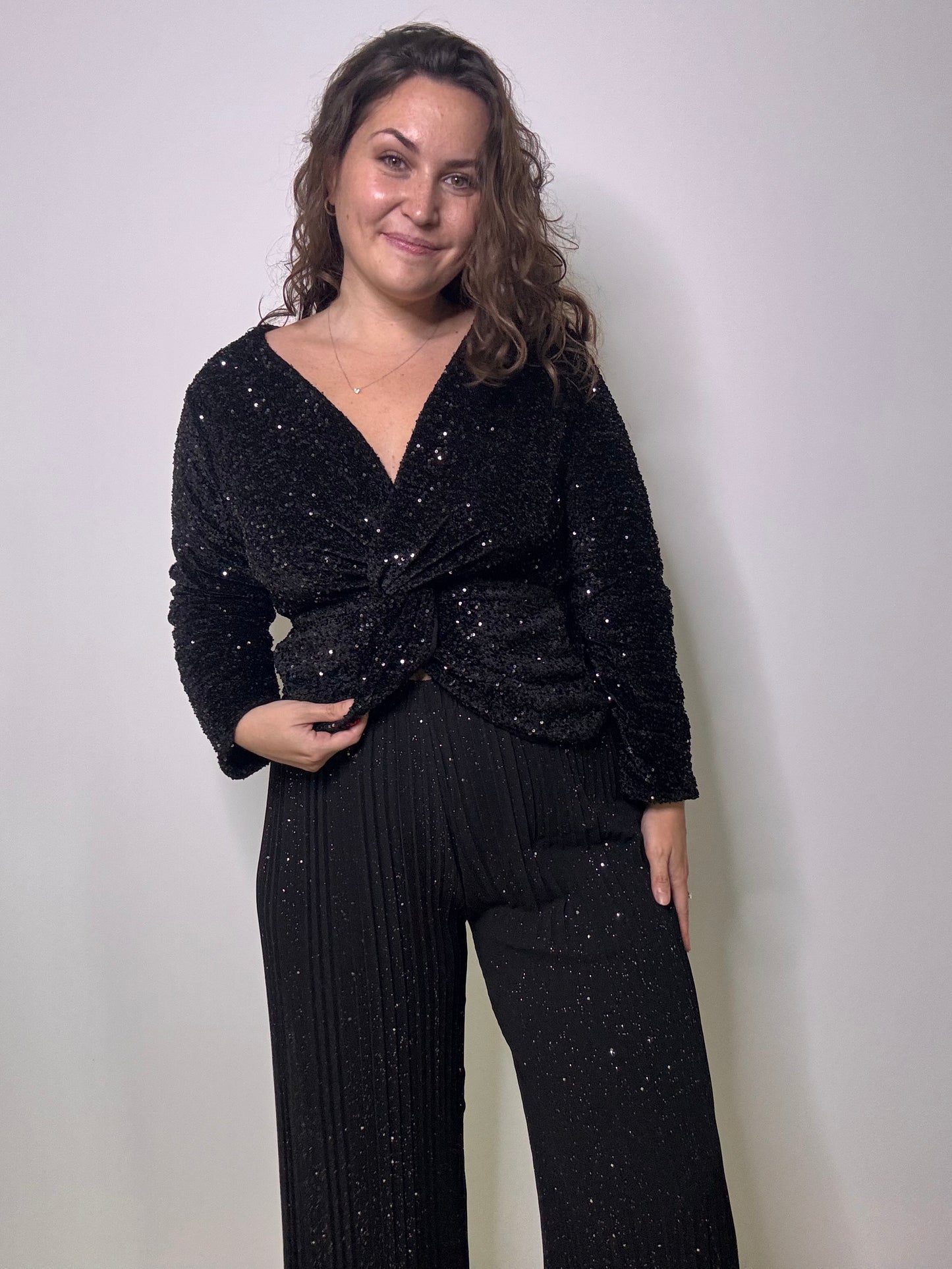 Pantalon plissé pailleté STAR (34-48) 🇮🇹