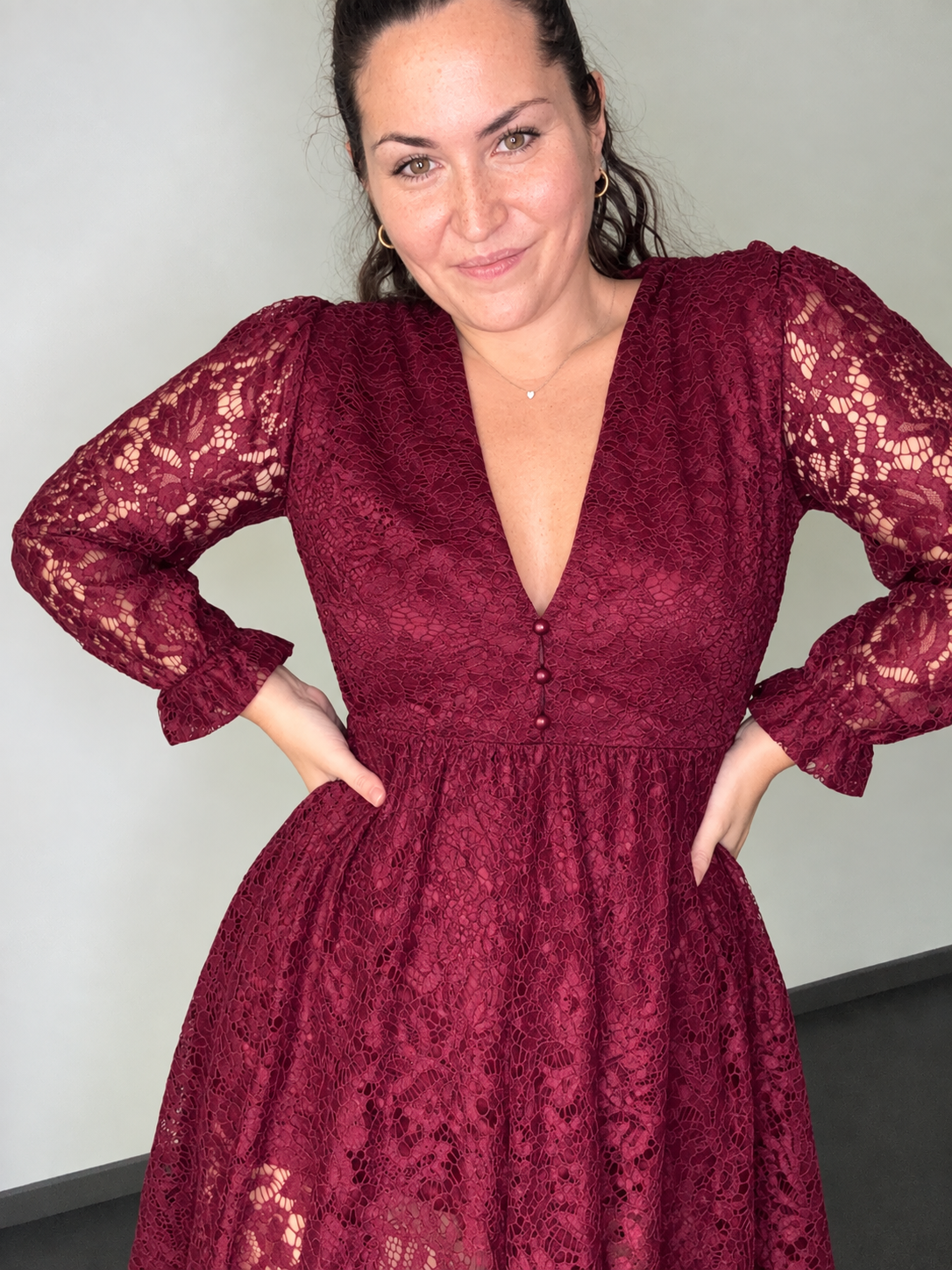 Robe bordeaux en dentelle GIU (36-42)